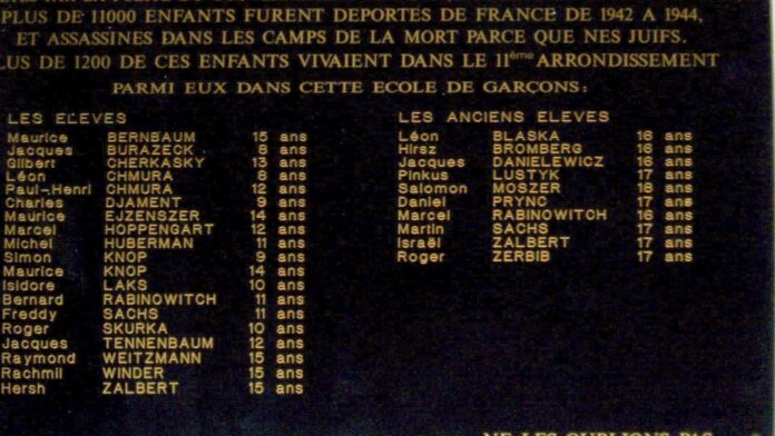 plaque commemorative ecole paris