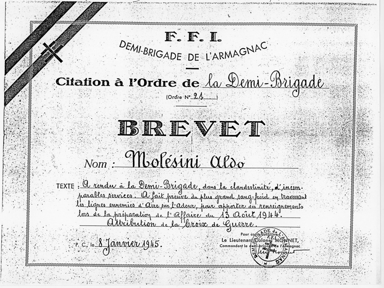 1945 01 08 molesini citation armagnac