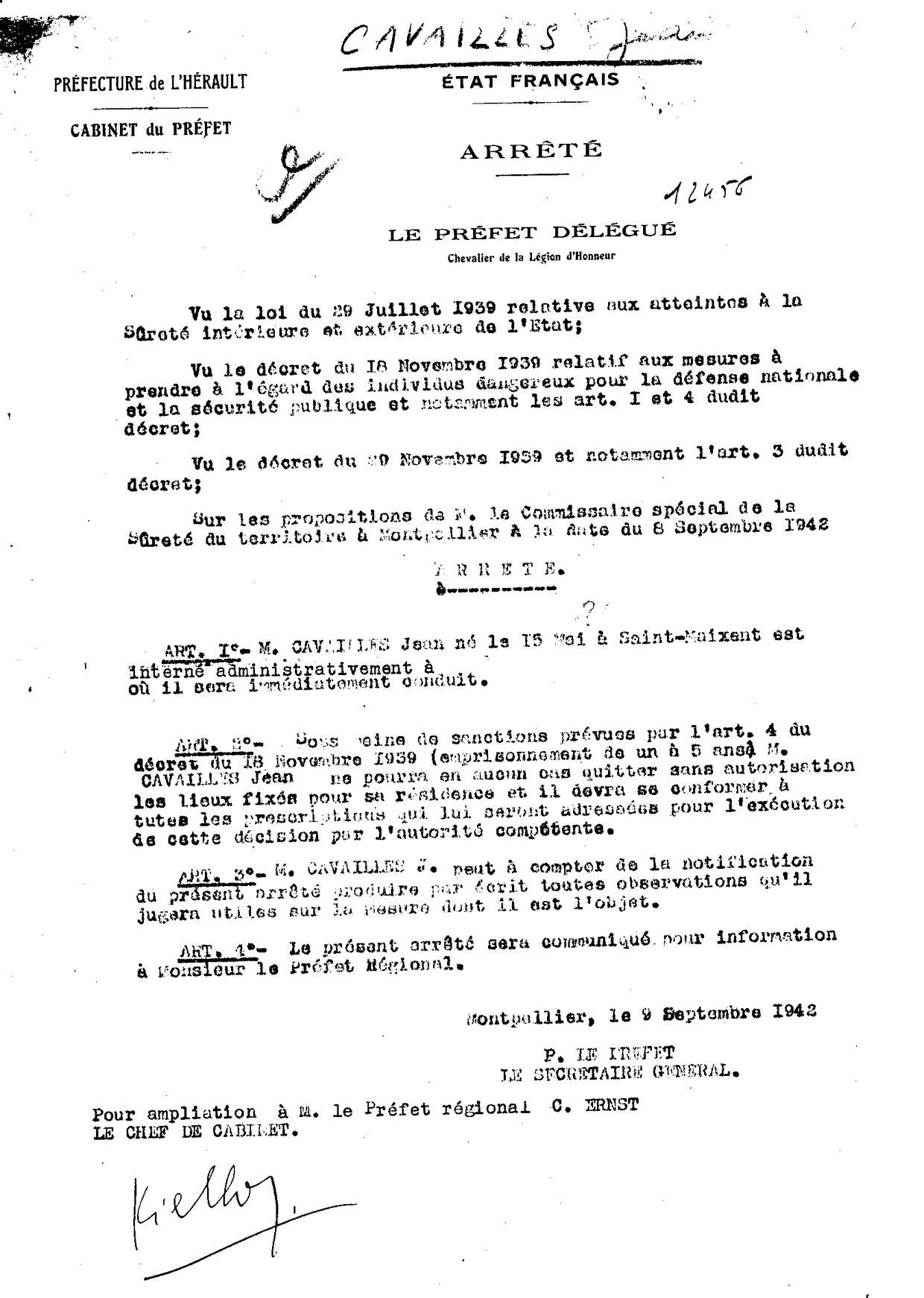 1942 09 09 jean cavaillès internment