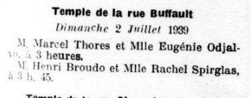 1939 07 02 broudo mariage univers israelite 30 juin 39
